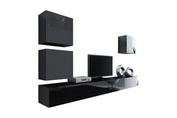 Vigo TV-møbelsett 280x40x180 cm - Svart / Hvit - Møbler - TV- & Mediamøbler - TV-møbelsett