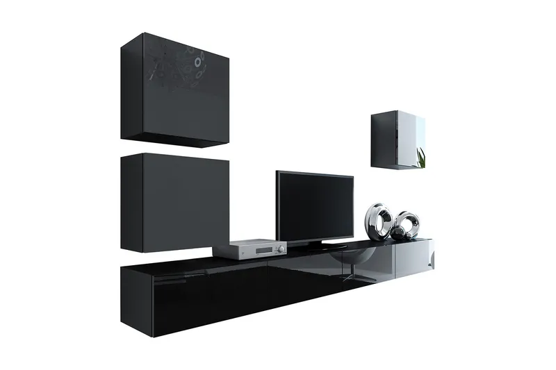 Vigo TV-møbelsett 280x40x180 cm - Svart / Hvit - Møbler - TV- & Mediamøbler - TV-møbelsett