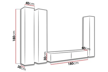 Vigo TV-møbelsett 300x40x180 cm - Møbler - TV- & Mediamøbler - TV-møbelsett