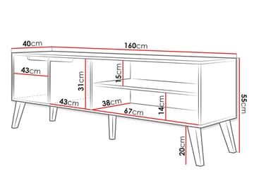 Virello TV-benk 160 cm - beige - Møbler - TV- & Mediamøbler - TV benk & mediabenk