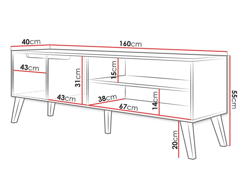 Virello TV-benk 160 cm - beige - Møbler - TV- & Mediamøbler - TV benk & mediabenk