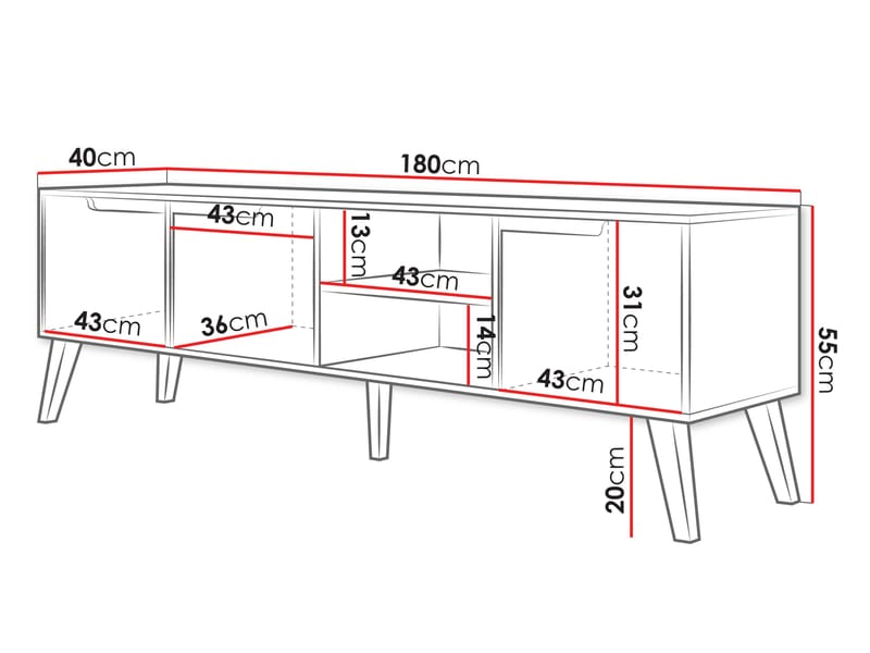 Virello TV-benk 180 cm - brun - Møbler - TV- & Mediamøbler - TV benk & mediabenk