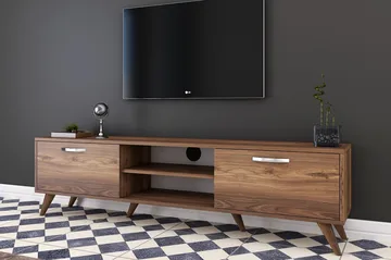 Virkesbo TV-benk med Oppbevaring 180 cm - Valnøtt / Brun / Rustikk - Møbler - TV- & Mediamøbler - TV benk & mediabenk