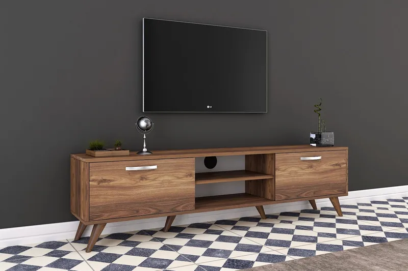 Virkesbo TV-benk med Oppbevaring 180 cm - Valnøtt / Brun / Rustikk - Møbler - TV- & Mediamøbler - TV benk & mediabenk