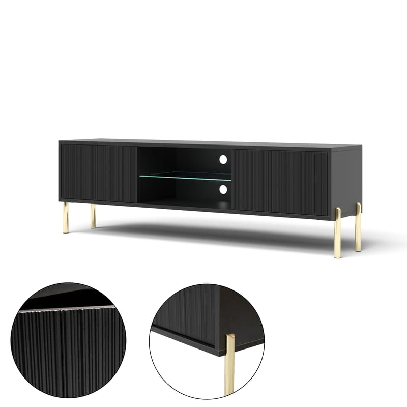 Virmani TV-benk 135 cm - Svart - Møbler - TV- & Mediamøbler - TV benk & mediabenk