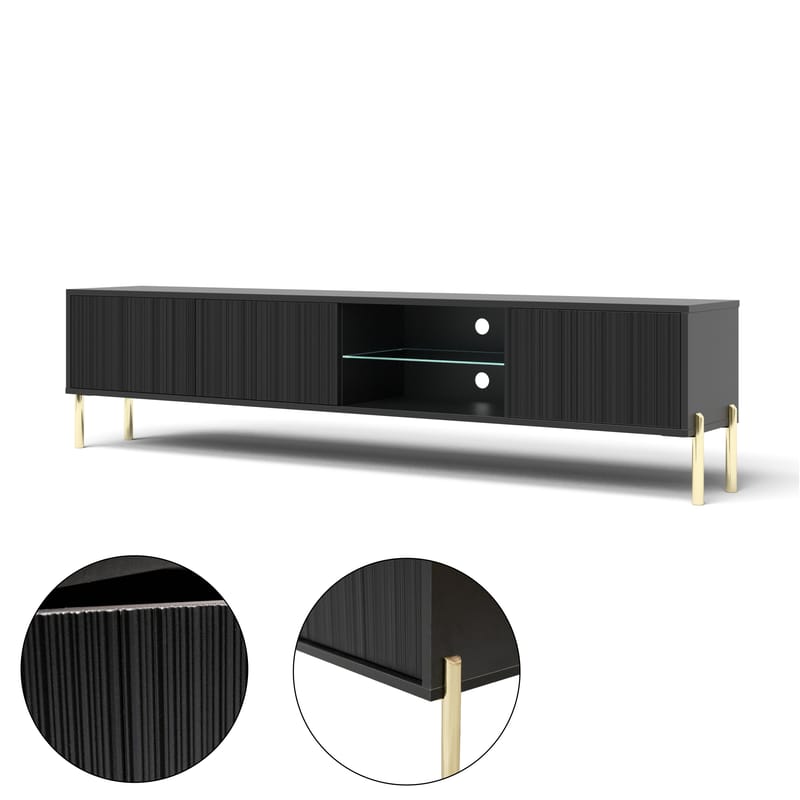Virmani TV-benk 175 cm - Svart - Møbler - TV- & Mediamøbler - TV benk & mediabenk