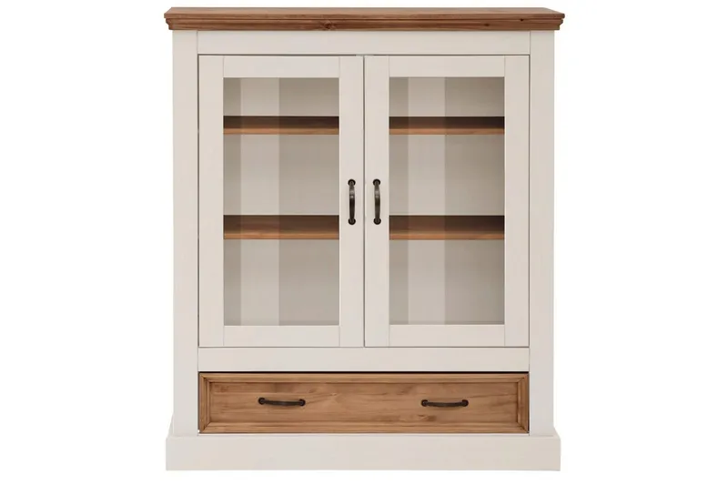 Vitrine Selma Hvit/Beis/Voks - Hvit/Beis/Voks - Oppbevaring - Skap - Vitrineskap