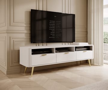 Walia Gulvstående TV-benk 162 cm med Oppbevaring i Malt Tre - Hvit - Møbler - TV- & Mediamøbler - TV benk & mediabenk