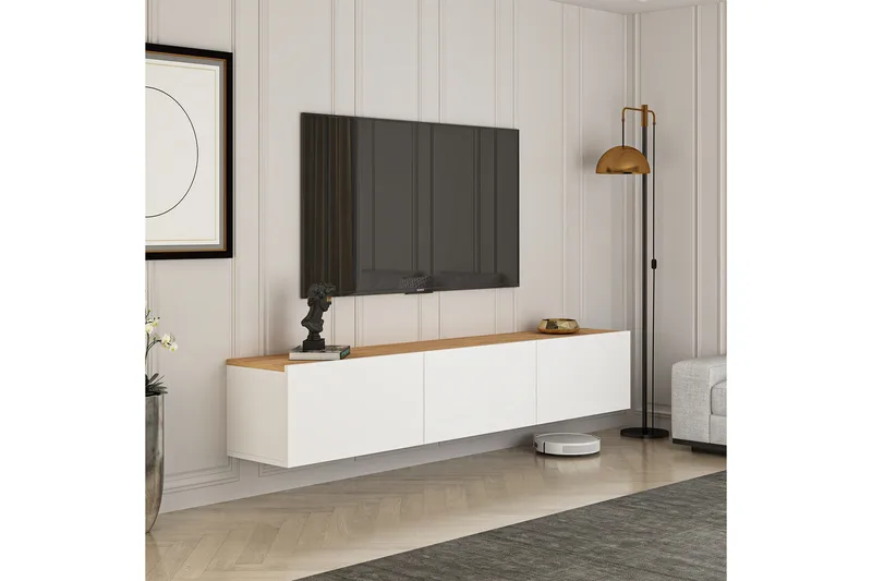 West Tv-benk 150 cm - Hvit/Brun - Møbler - TV- & Mediamøbler - TV benk & mediabenk