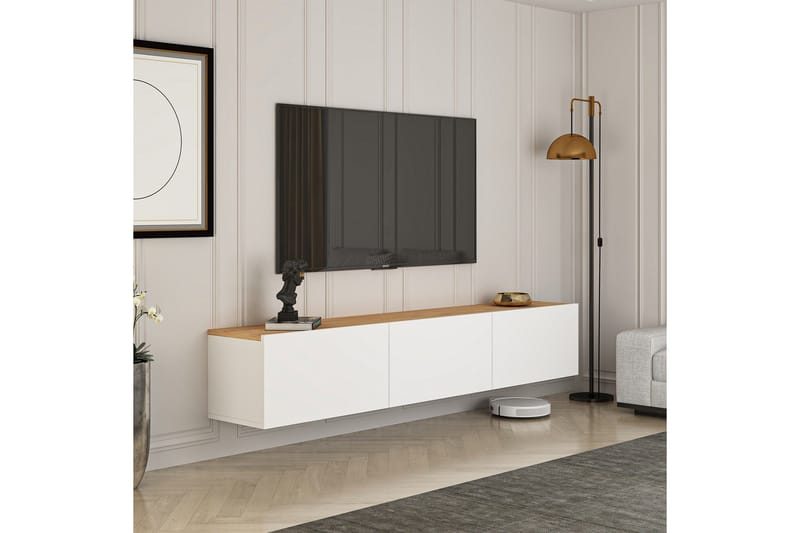 West Tv-benk 150 cm - Hvit/Brun - Møbler - TV- & Mediamøbler - TV benk & mediabenk