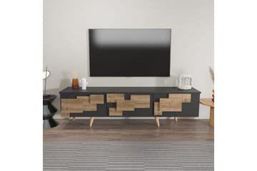 Xamira TV-benk 160 cm - Mørkfarget tre/Antrasitt - Møbler - TV- & Mediamøbler - TV benk & mediabenk