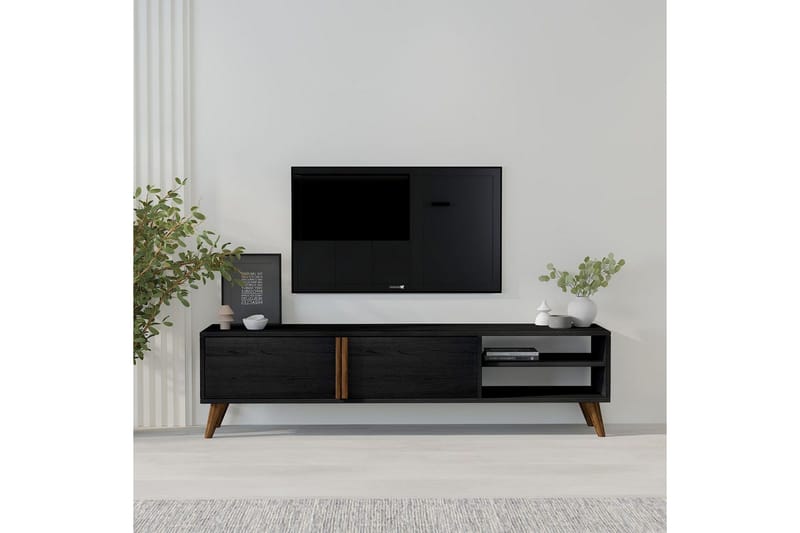 Ythmere TV-benk 160 cm - Svart - Møbler - TV- & Mediamøbler - TV benk & mediabenk