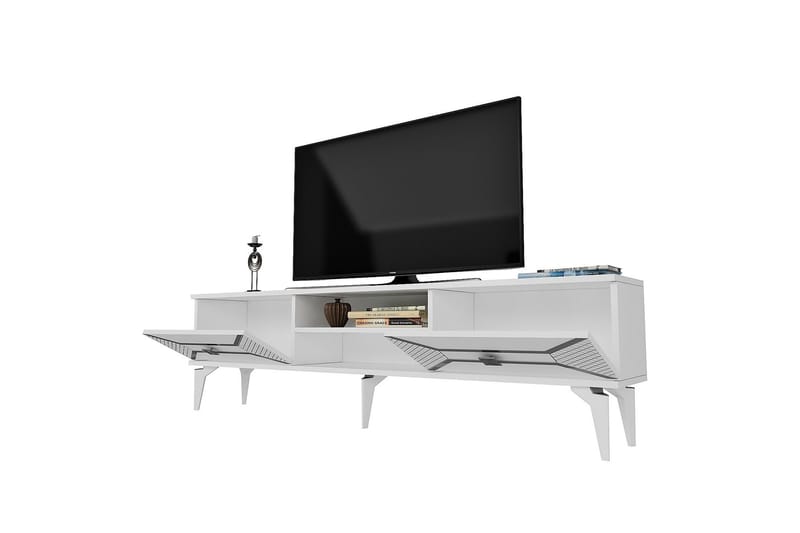 Yumedi TV-benk 150 cm - Hvit/Sølv - Møbler - TV- & Mediamøbler - TV benk & mediabenk
