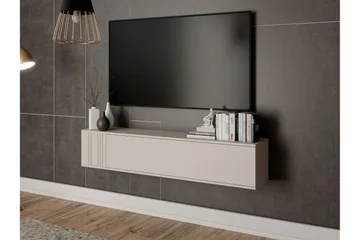 Zalricus Veggmontert TV-benk 150 cm med Oppbevaring i Malt Tre - Beige - Møbler - TV- & Mediamøbler - TV benk & mediabenk