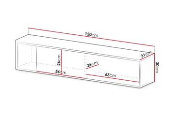 Zalricus Veggmontert TV-benk 150 cm med Oppbevaring i Malt Tre - Beige - Møbler - TV- & Mediamøbler - TV benk & mediabenk