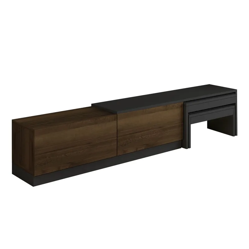 Zalven TV-benk 180x36x30 cm, Antrasitt/Antikk valnøtt