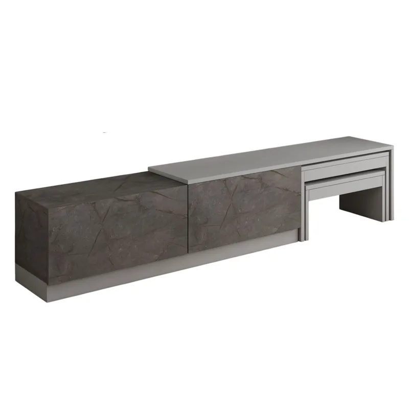 Zalven TV-benk 180x36x30 cm, Gordion-marmor og grå