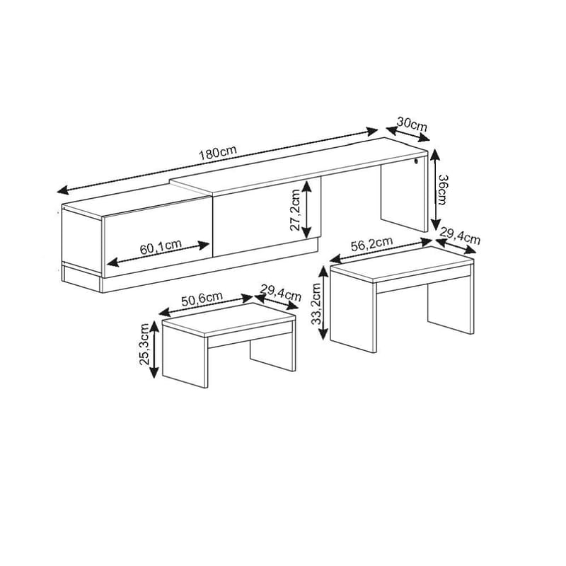 Zalven TV-benk 180x36x30 cm - Gordion-marmor og grå - Møbler - TV- & Mediamøbler - TV benk & mediabenk