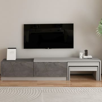 Zalven TV-benk 180x36x30 cm - Gordion-marmor og grå - Møbler - TV- & Mediamøbler - TV benk & mediabenk
