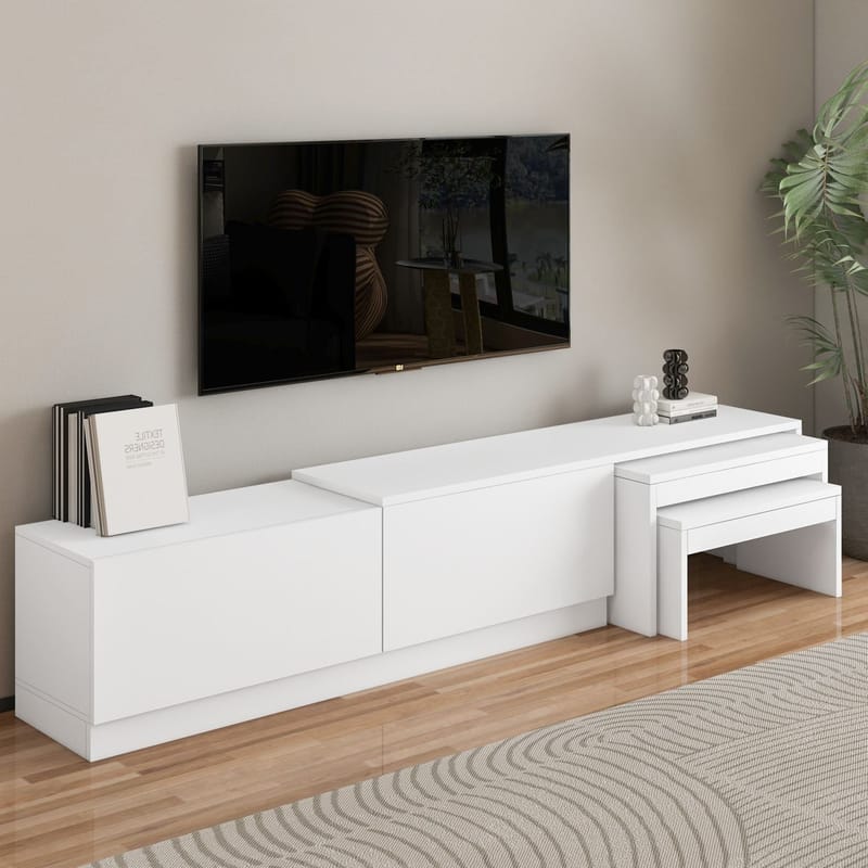 Zalven TV-benk 180x36x30 cm - hvit - Møbler - TV- & Mediamøbler - TV benk & mediabenk