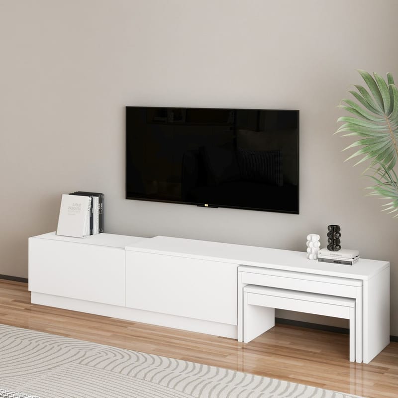 Zalven TV-benk 180x36x30 cm - hvit - Møbler - TV- & Mediamøbler - TV benk & mediabenk
