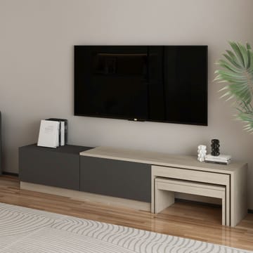 Zalven TV-benk 180x36x30 cm - travertin og antrasitt - Møbler - TV- & Mediamøbler - TV benk & mediabenk