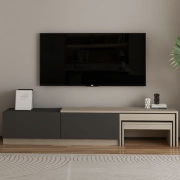 Zalven TV-benk 180x36x30 cm - travertin og antrasitt - Møbler - TV- & Mediamøbler - TV benk & mediabenk