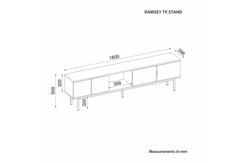 Zeiran TV-benk 180 cm - Antrasitt - Møbler - TV- & Mediamøbler - TV benk & mediabenk