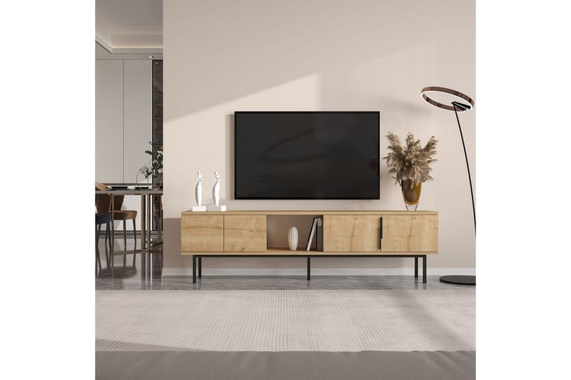 Zeiran TV-benk 180 cm - Mellomfarget tre - Møbler - TV- & Mediamøbler - TV benk & mediabenk