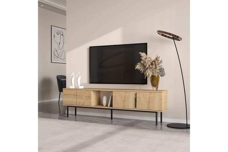 Zeiran TV-benk 180 cm - Mellomfarget tre - Møbler - TV- & Mediamøbler - TV benk & mediabenk
