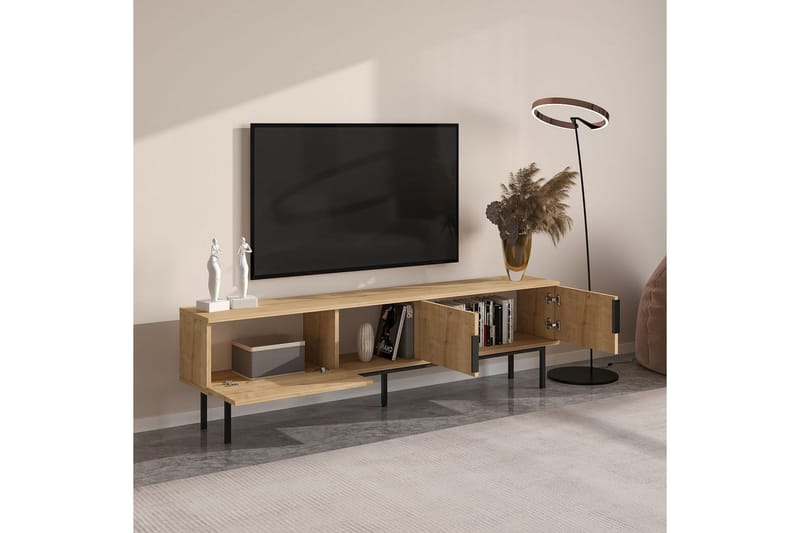 Zeiran TV-benk 180 cm - Mellomfarget tre - Møbler - TV- & Mediamøbler - TV benk & mediabenk