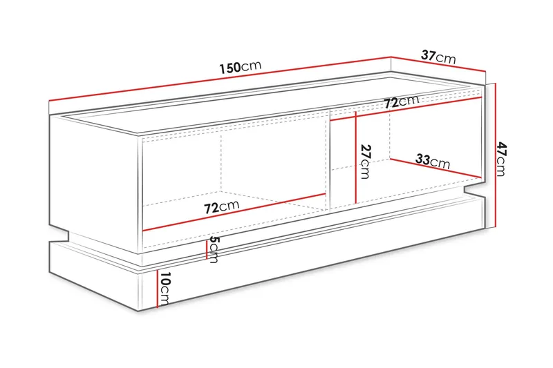 Zelric Gulvstående TV-benk 150 cm med Oppbevaring i Tre - Beige - Møbler - TV- & Mediamøbler - TV benk & mediabenk