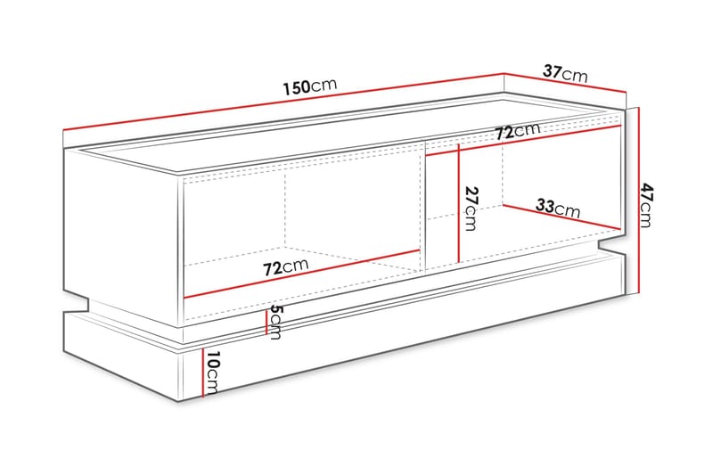 Zelric Tv-bänk 150 cm - Svart - Møbler - TV- & Mediamøbler - TV benk & mediabenk