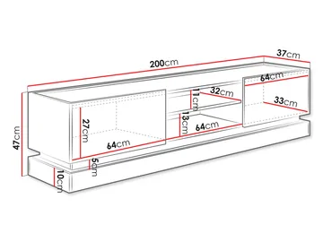 Zelric TV-benk 200 cm - Svart - Møbler - TV- & Mediamøbler - TV benk & mediabenk