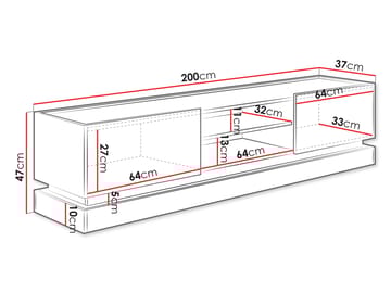 Zelric TV-benk 200 cm - Svart - Møbler - TV- & Mediamøbler - TV benk & mediabenk