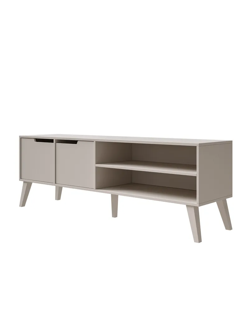 Zelto Gulvstående TV-benk 160 cm med Oppbevaring i Malt Tre, Beige