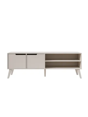 Zelto Gulvstående TV-benk 160 cm med Oppbevaring i Malt Tre - Beige - Møbler - TV- & Mediamøbler - TV benk & mediabenk