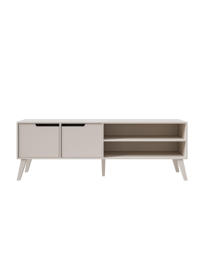 Zelto Gulvstående TV-benk 160 cm med Oppbevaring i Malt Tre - Beige - Møbler - TV- & Mediamøbler - TV benk & mediabenk