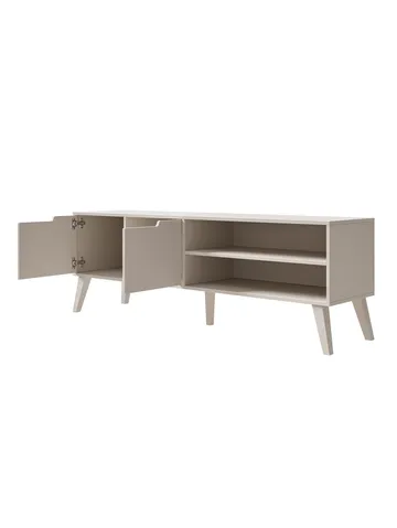 Zelto Gulvstående TV-benk 160 cm med Oppbevaring i Malt Tre - Beige - Møbler - TV- & Mediamøbler - TV benk & mediabenk