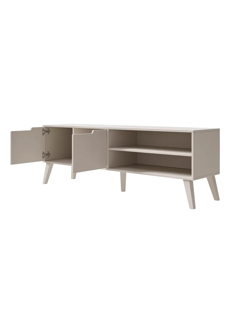 Zelto Gulvstående TV-benk 160 cm med Oppbevaring i Malt Tre - Beige - Møbler - TV- & Mediamøbler - TV benk & mediabenk