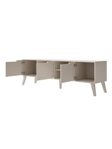 Zelto Gulvstående TV-benk 180 cm med Oppbevaring i Malt Tre - Beige - Møbler - TV- & Mediamøbler - TV benk & mediabenk