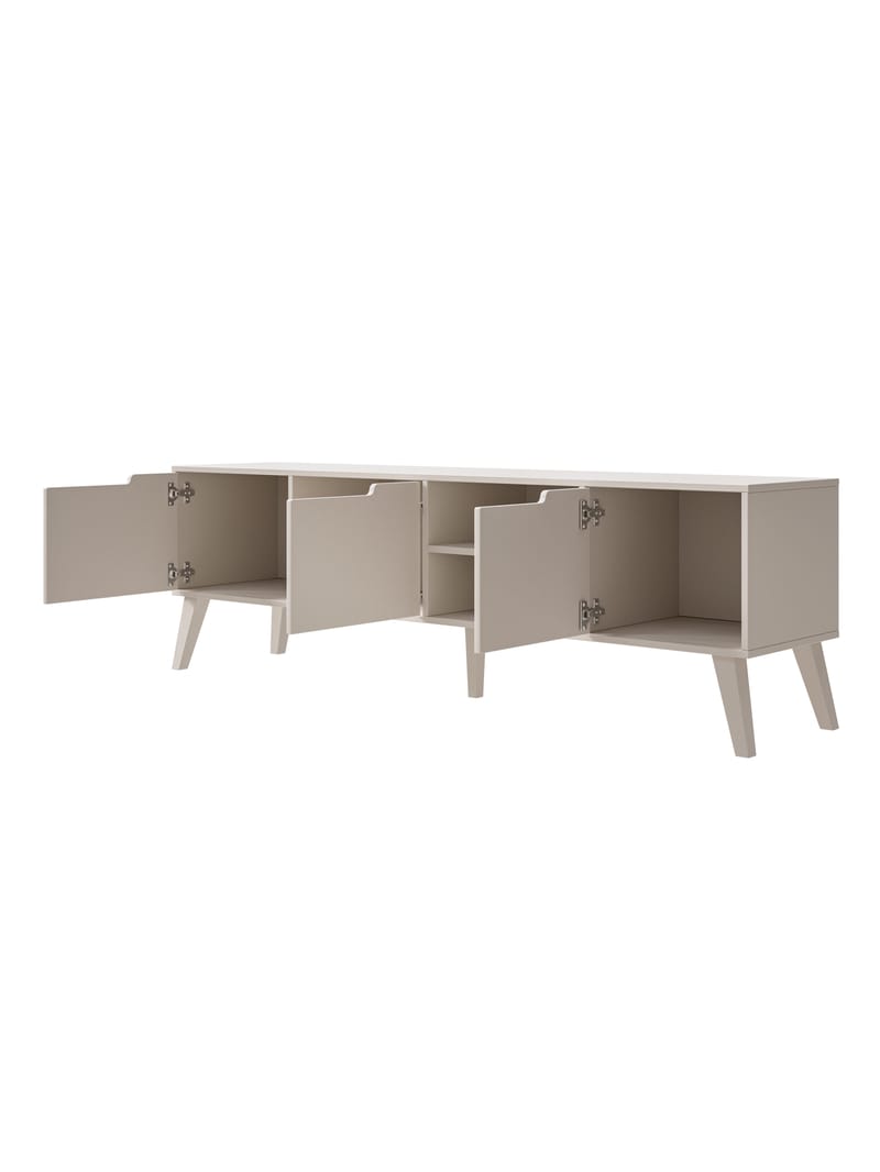 Zelto Gulvstående TV-benk 180 cm med Oppbevaring i Malt Tre - Beige - Møbler - TV- & Mediamøbler - TV benk & mediabenk