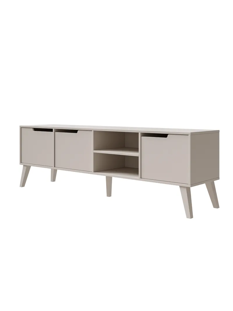 Zelto Gulvstående TV-benk 180 cm med Oppbevaring i Malt Tre, Beige