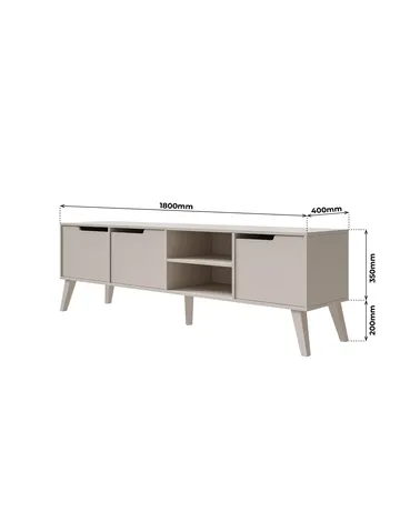 Zelto Gulvstående TV-benk 180 cm med Oppbevaring i Malt Tre - Beige - Møbler - TV- & Mediamøbler - TV benk & mediabenk