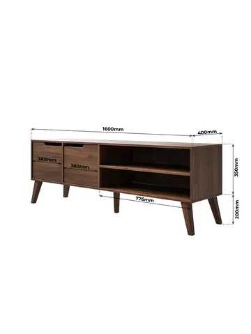 Zelto TV-benk 160 cm - Warmia valnøtt - Møbler - TV- & Mediamøbler - TV benk & mediabenk