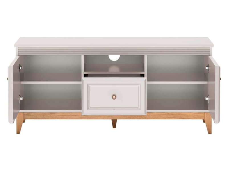Zeylor Gulvstående TV-benk 136 cm med Oppbevaring i Eik - Beige - Møbler - TV- & Mediamøbler - TV benk & mediabenk