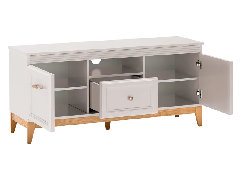 Zeylor Gulvstående TV-benk 136 cm med Oppbevaring i Eik - Beige - Møbler - TV- & Mediamøbler - TV benk & mediabenk