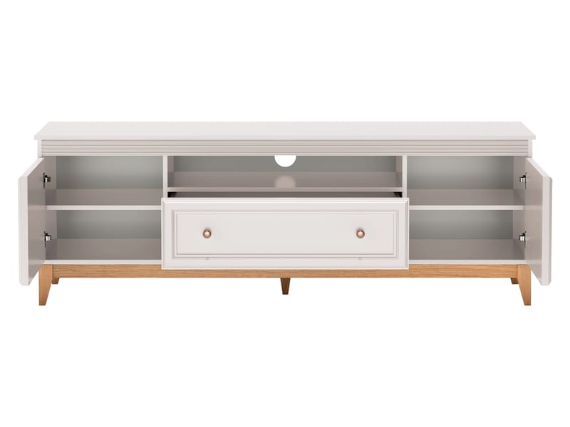 Zeylor Gulvstående TV-benk 179 cm med Oppbevaring i Malt Tre - Beige - Møbler - TV- & Mediamøbler - TV benk & mediabenk