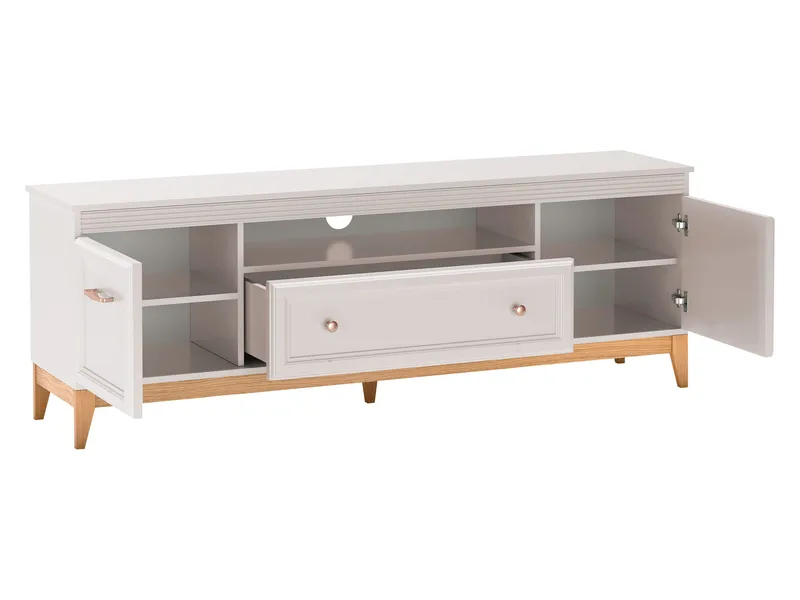 Zeylor Gulvstående TV-benk 179 cm med Oppbevaring i Malt Tre - Beige - Møbler - TV- & Mediamøbler - TV benk & mediabenk