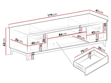 Zeylor Gulvstående TV-benk 179 cm med Oppbevaring i Malt Tre - Beige - Møbler - TV- & Mediamøbler - TV benk & mediabenk
